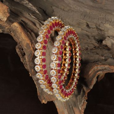 Designer Ruby With Diamond Bangles By Much More