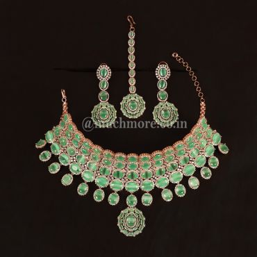  Luxury Indian Bridal Green Necklace Sets For Brides