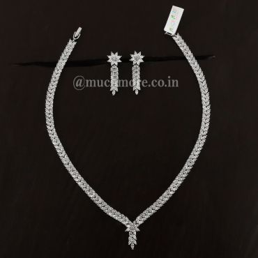 Victorian Style Silver Diamond Necklace For Girls