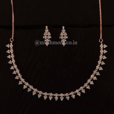 Very Light Rose Gold Polish Diamond Necklace Set