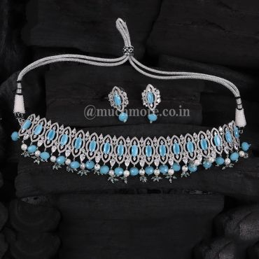 Blue Stylish Choker Necklace With Tops