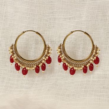 Ruby Traditional Hoop Style Bali Earrings