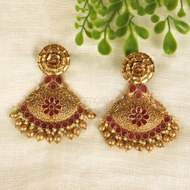 Buy Online Gold Plated Ruby Ethnic Earrings