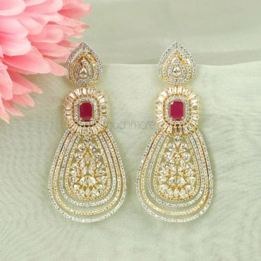 Exclusive Pink Gold Polish Diamond Earrings 