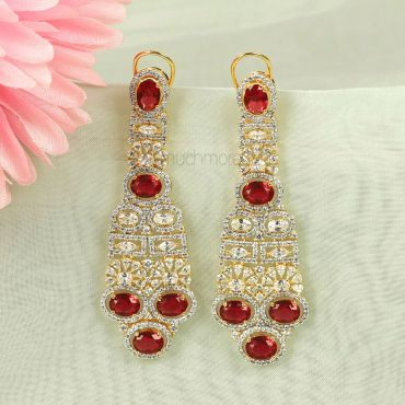  Cocktail Look Ruby Gold Polish Earrings