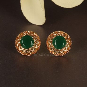 Small Emerald Green Cut Work Earring 