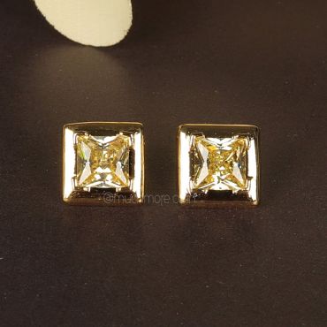 Square Shape Gold Polish Earrings