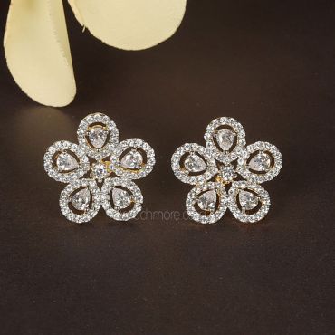 Gold Polish Flower Earrings For Women