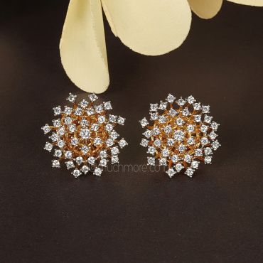 Stylish White Diamond With Gold Polish Earrings