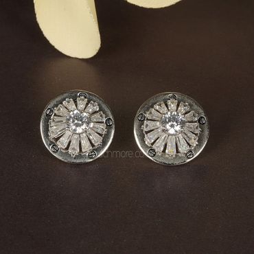 Round Shape Silver AD Earrings By Much More