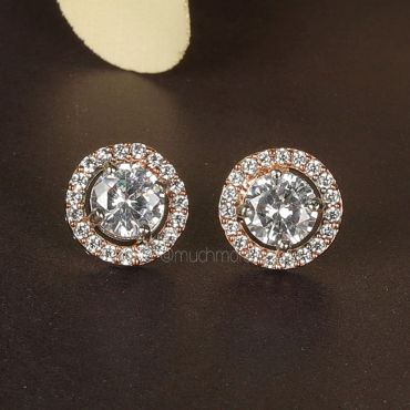 Round Rose Polish Diamond Earrings 