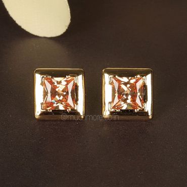 Diamond Gold Polish Square Earrings