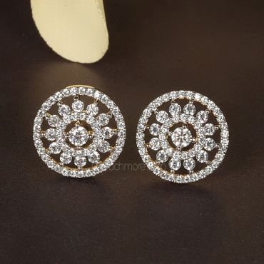 Circular Shape Diamond Earrings Buy Online