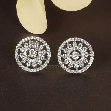 Circular Shape White Diamond Earrings Buy Online