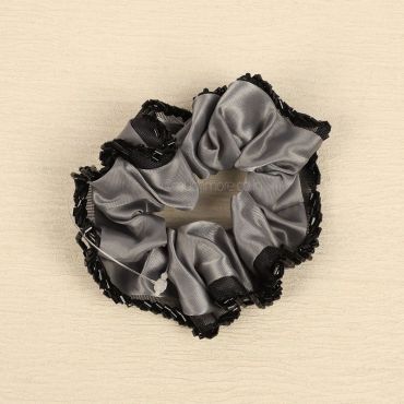 Grey And Black Beaded Scrunchies