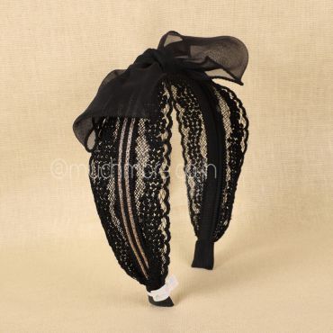 Black Lace With Bow Headband