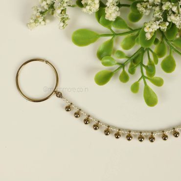 Simple Round Bridal Nath With Pearl Chain