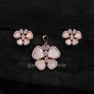 Butterfly Diamond Pendant Set For Girls Mother Of Pearl Pendant