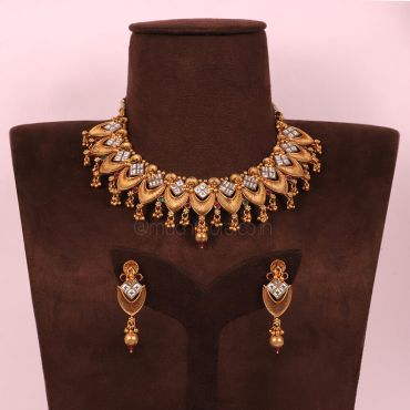 Ruby Emerald Gold Polish Necklace Jewelry Set