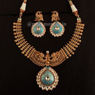 Pendant Style Peacock Necklace Earring Jewellery Set 