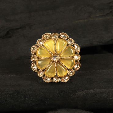 Antique Gold Tone Yellow Color Ring For Women