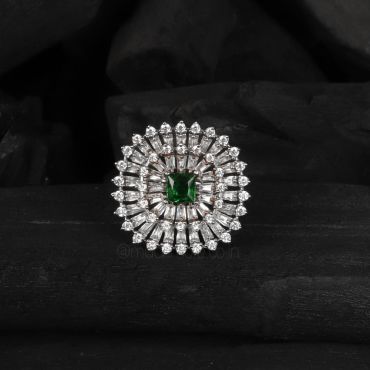 Emerald Silver Designer Ring By Much More