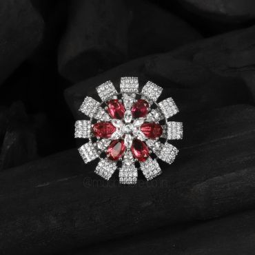 White And Ruby Cocktail Ring By Much More