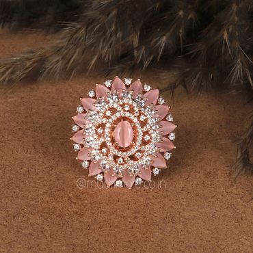 Dome Style Baby Pink Diamond Cocktail Ring