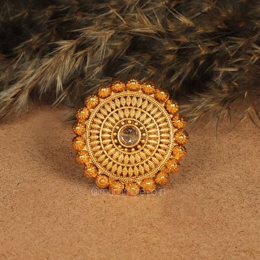 Circular Shape Traditional Gold Polish Women Ring