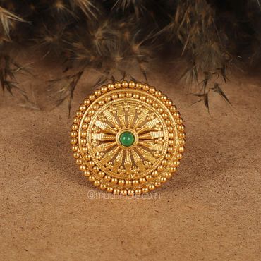 Round Shape Green Traditional Women Ring